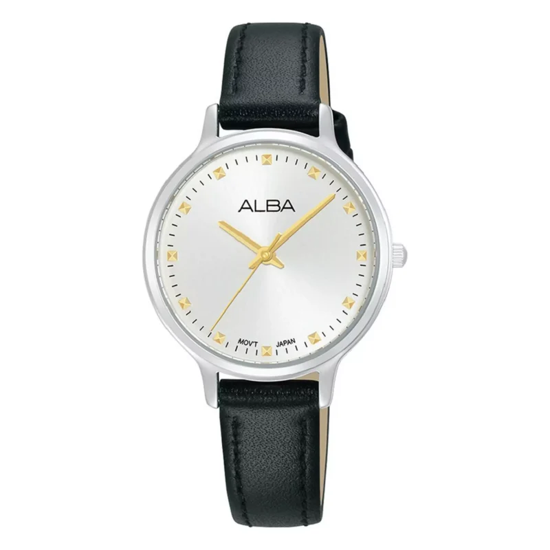 547398-01 Alba 30mm Fashion Watch for Women, Analog, Leather Band, ARX155X1 - Black