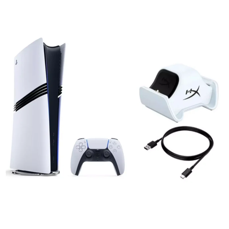 Sony PlayStation 5 Pro White Console + HyperX ChargePlay Duo Charging Station